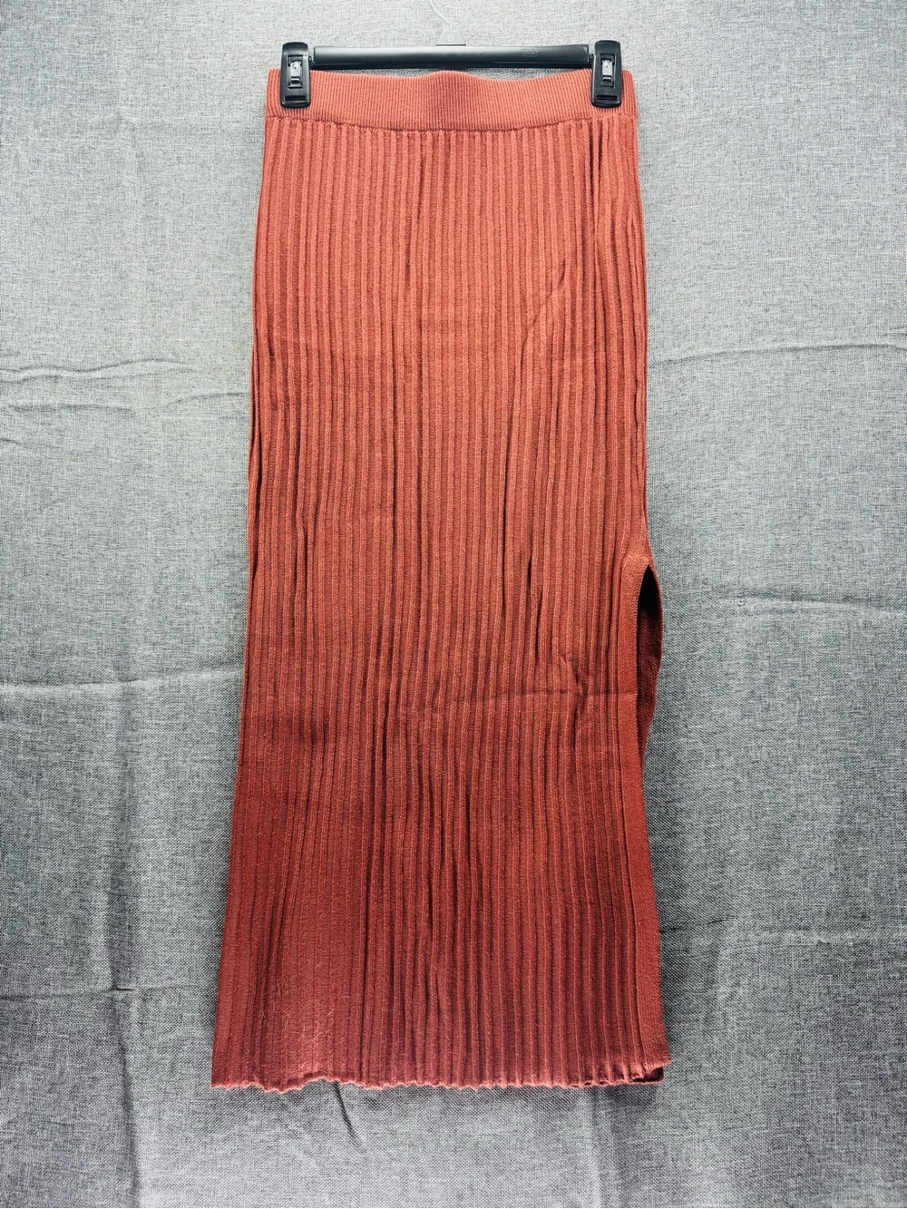 SHEIN Ribbed Midi Skirt in Rust Orange